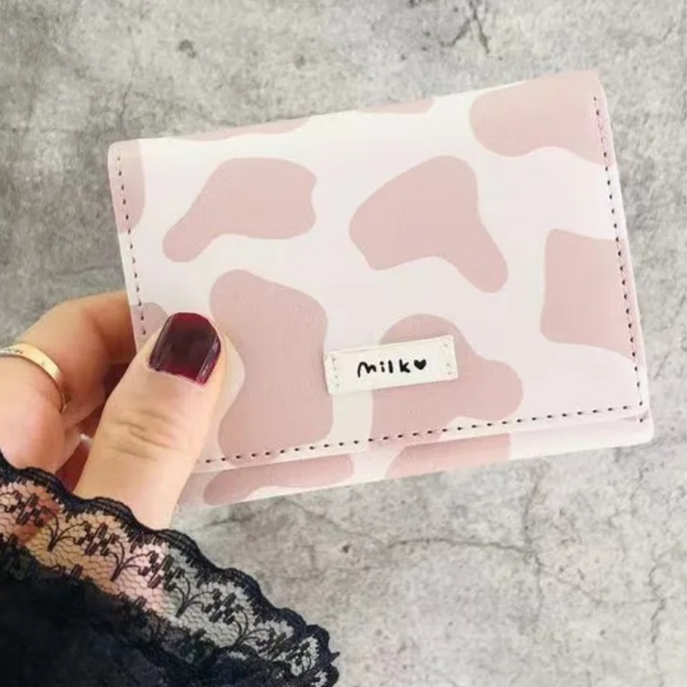 Faux Leather Cow Print Black/White and Pink/White Wallet - Picture 3 of 4